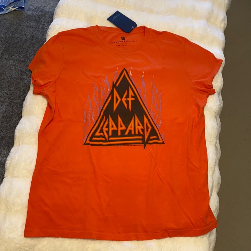Orange Def Leppard graphic T-shirt from Revolve